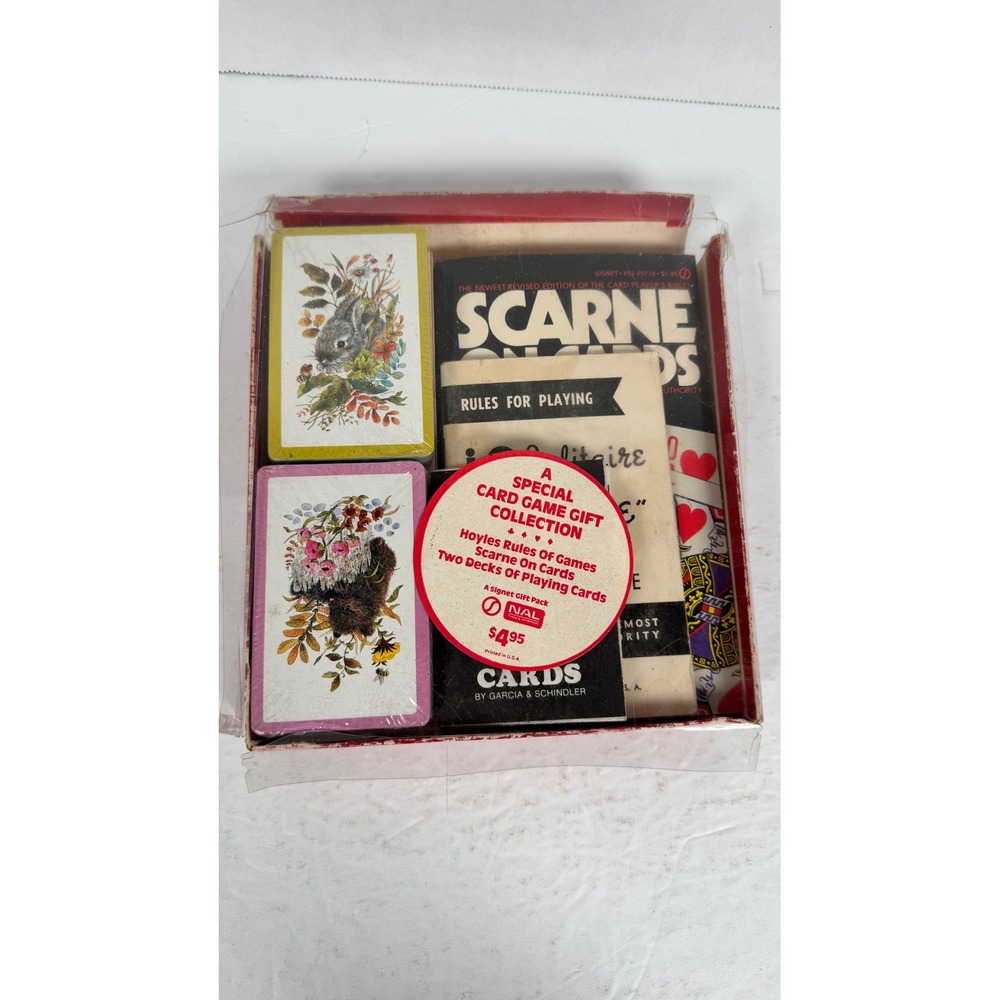 Scarne On Cards John Scarne 1973 Signet Gift Pack Poker Magic‎ Card Box Set